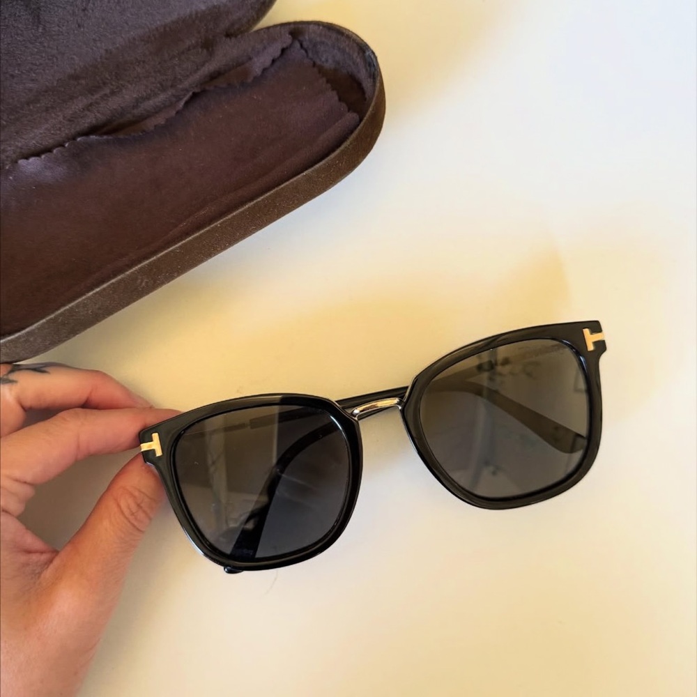 Tom Ford Black Sunglasses with Gold Accents